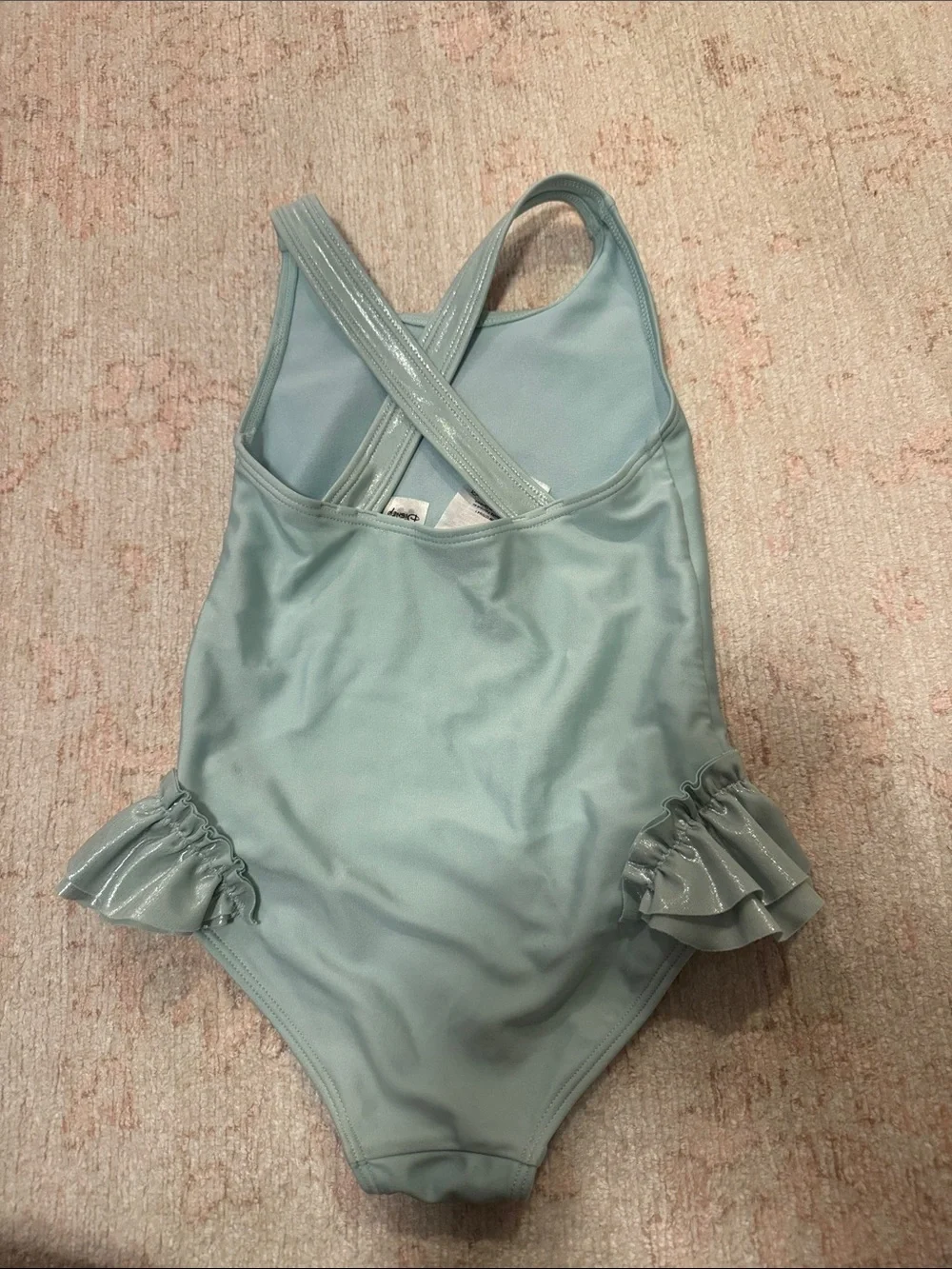 H&M Disney Frozen Light Blue Elsa One-Piece Swimsuit with Ruffle Details (3/4T)